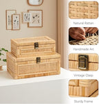 Rattan Box with Lid Decorative Natural Handmade Boho Baskets - Image 3