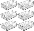 Under Shelf Basket, 6PCS Hanging Storage Basket for Pantry Cupboard Laundry Room Slide-in Baskets Organizer for Kitchen Counter Desk Bookshelf, Space Saving, Easy to Install, Black by GENIYA
