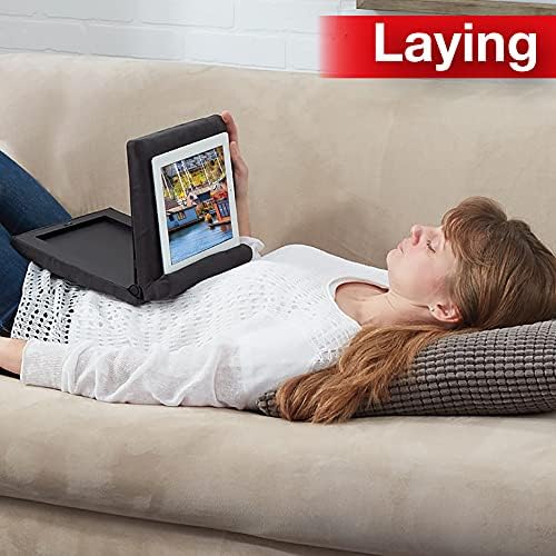 Ontel Pillow Pad Fold Away Multi-Angle Soft Tablet Stand, Gray - Image 4