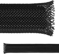 Electriduct 1/8" PET Expandable Braid Sleeving Flame Retardant Flexible Wire Mesh for Cord Management and Cable Protection - 1000 Feet - Black by Electriduct