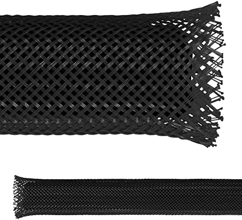 Electriduct 1/8" PET Expandable Braid Sleeving Flame Retardant Flexible Wire Mesh for Cord Management and Cable Protection - 1000 Feet - Black by Electriduct