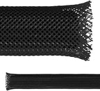 Electriduct 1" PET Expandable Braid Sleeving Flame Retardant Flexible Wire Mesh for Cord Management and Cable Protection - 100 Feet - Black by Electriduct