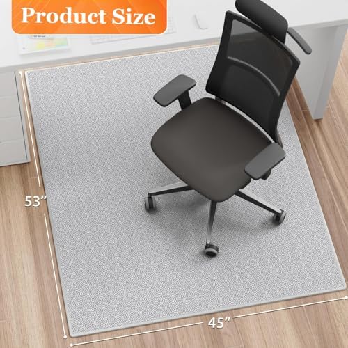 KMAT Office Chair Mat, 45x53in Heavy Duty Hardwood/Tile Floor Protector, Computer Desk Mat for Rolling Chairs, Work, Study, Office, White - Image 2