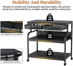EasyCom 32.3"×18.9" XL Printer Stand with Double Drawers & Wheels - Image 5
