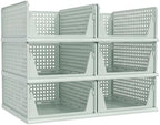 Pinkpum Green Boy Closet Organizers and Storage Stackable Plastic Drawer Basket for Clothing Stackable Storage Bins Shelf Storage Container for Rv Closet Wardrobe Bedroom Bathroom Playroom Man 6 Pack by Pinkpum