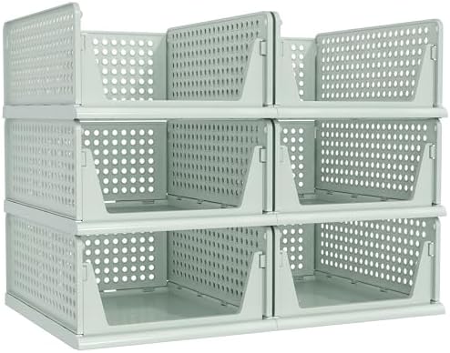 Pinkpum Green Boy Closet Organizers and Storage Stackable Plastic Drawer Basket for Clothing Stackable Storage Bins Shelf Storage Container for Rv Closet Wardrobe Bedroom Bathroom Playroom Man 6 Pack by Pinkpum
