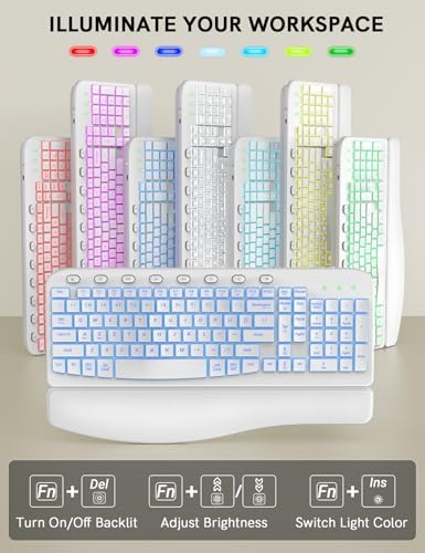 SABLUTE Wireless Keyboard and Mouse Combo, Ergonomic Wave with Wrist Rest - Image 3