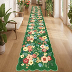 DUKINO 2x14 Hallway Runner Rug, Floral Washable Kitchen Rug, Dark Green by DUKINO