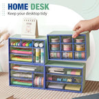 Briwooody 4 Pcs Mini Desktop Drawer Storage Box 3 4 6 9 Compartment, Green - Image 5