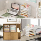 Subekyu 6-Tier Desk Paper Organizer, Desktop File Letter Tray with Handle, Document Sorter and Accessories Holder for Office, Home and School Workspace Organizers, White - 2 Pack - Image 4
