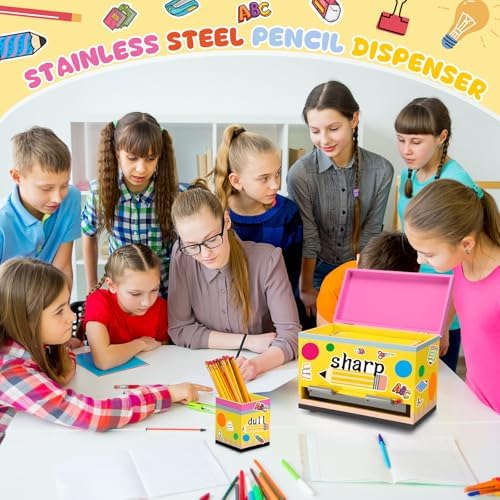 Classroom Wooden Pencil Dispenser Kit with Sharp Dull Labels,Multicolor - Image 5