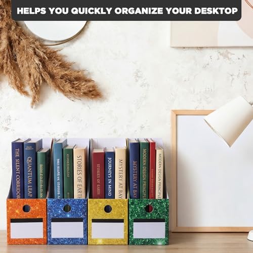 Jutom 32 Pcs Cardboard Magazine File Holders Organizer, Solid, Glitter - Image 5