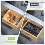 Bamboo Drawer Organizer, 8-Piece Set, Black - Image 4
