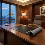 DACASSO Bonded Leather No Core Rollable Desk Mat/Pad - Luxury Leather Desk Blotter for Writing - Executive Desk Surface Protector - (Black, 36” x 17”) - Image 4