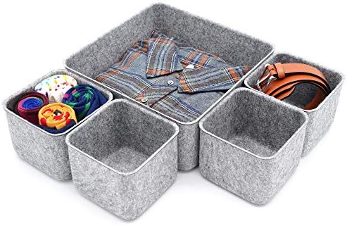 Welaxy Desk Organizers Storage bins Set Office Drawer Organizers Pen holder pencil cup phone stand sticky note storage Closet Cabinet boxes Organizing 5-piece Pack (Gray) - Image 4