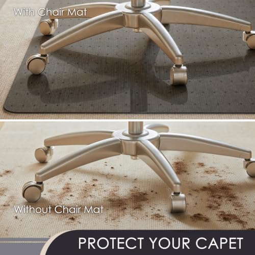 Kuyal Office Chair Mat for Carpet, Gray Heavy Duty Computer Chair Mat - Image 3