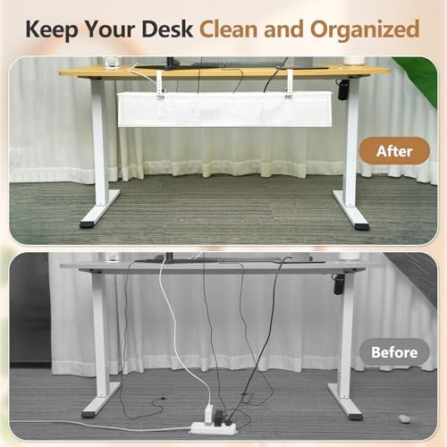 SHUWEI 35.6" Under Desk Cable Management Tray, Mesh, No-Drill Mount, White - Image 5