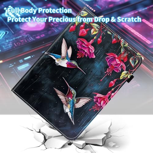 Case for Samsung Galaxy Tab S11 Ultra 14.6 Inch 2025(SM-X930/X936B),Card Slot PU Leather TPU Case Pen Holder Auto Wake Sleep,Flower Hummingbird - Image 3