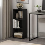 Furinno LUDER Book Shelf, 3-Cube Bookshelf, Bookcase with Open Shelves, 9.3 x 12 x 31.5, Easy Assembly, for Living Room, Bedroom, Home Office, Blackwood - Image 2