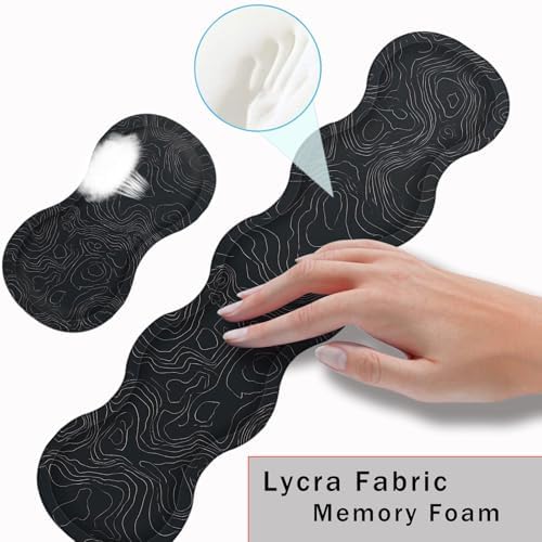 Keyboard Wrist Rest and Mouse Pad with Wrist Support Set Ergonomic Coaster,Memory Foam,Easy Typing Pain Relief,Large XL Desk Mat 31.5"x 11.8",Topographic Contour - Image 5