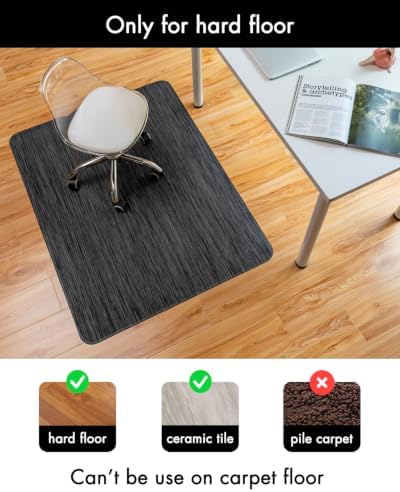 BARoyal Office Chair Mat for Hardwood Floor Under Desk Computer Rolling Chair Mat for Wood/Tile Floor Non-Slip Heavy Duty Desk Rug PVC Plastic Hard Floor Protector 45" x 53"(Metallic Black) - Image 3