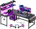 DurayLoly 53" L Shaped Gaming Desk with No Side Bar Shelf for Small Space by Durayloly