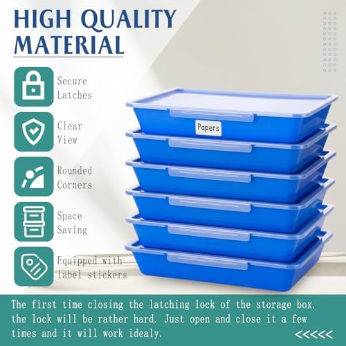 Tinlade 24 Pcs Classroom Paper Storage Bins with Lids, Blue, 13x10in - Image 3