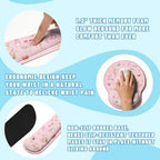 Pink Collage Desk Mat Set Coquette Floral Cute Aesthetic Large Mouse Pad with Wrist Rest 4in1 Desk Mat for Desktop Ergonomic Computer Desk Arm Wrist Anti-Slip Computer Mouse Pad Home Office Gaming - Image 3