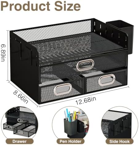 Drawer Organizers 3 Tier Mesh Desk File Holder with Pen Holder - Image 3