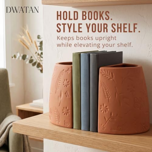 Bookends for Shelves, Set of 2 Terracotta Decorative Book Ends - Image 2