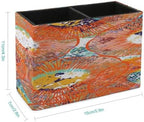 PU Leather Multi-Compartment Pen Holder Desktop Organizer Pencil Cup Storage Caddy for Office Home Supplies Bold Ethnic Print with Lines Circles - Image 2