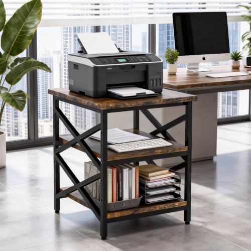23.6"x23.6" Large Printer Stand with Adjustable Storage Shelf - Image 7
