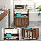 3-Tier Printer Stand, Fluted Rolling Printer Table with Storage, Walnut - Image 4