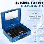 KYODOLED Blue Safe Box with Digital Keypad Lock, Lock Box with Code for Personal Items, Metal Security Box for Cash, Passport, Jewelry, Ideal for Home, Office, Garage Sale, 11.8'' x 9.4'' x 3.5'' - Image 3