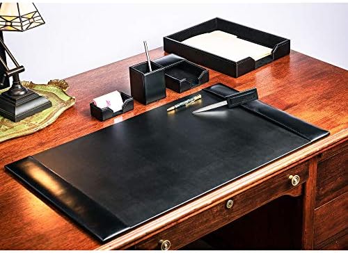 DACASSO Bonded Leather Desk Set - Luxury Leather Desk Pad & Desk Organization Essentials (Black, 6 Piece) - Image 2