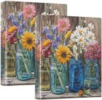 Wildflower Glass Jar 3 Ring Binders 1.5 Inch Clear View Three Ring Binders Versatile Binder for Work School Office Supply 1 Pack - Image 3