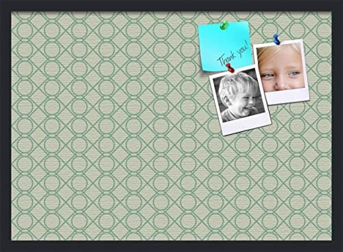 PinPix 28x20 inch Cork Bulletin Board. This Decorative Framed Pin Board Comes with Diamond Pattern in Green Design and Satin Black. Ideal for Home, Office Decor or School (PinPix-586) by PinPixBulletinBoards