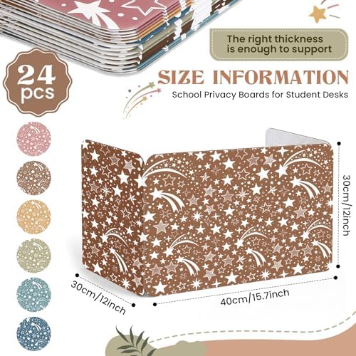 24 Pcs Desk Dividers for Students, Heavy Privacy Boards, Boho - Image 2