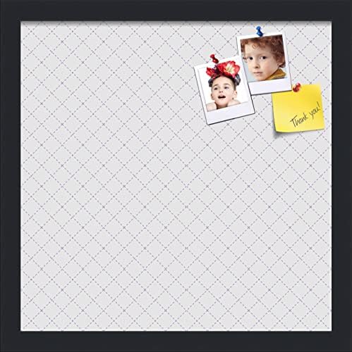 PinPix 15x15 inch Cork Bulletin Board. This Decorative Framed Pin Board Comes with Diamond Pattern in Light Grey Design and Satin Black. Ideal for Home, Office Decor or School (PinPix-524) by PinPixBulletinBoards