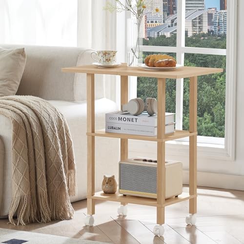 YUFAM 3 Tier Home Printer Stand with Storage, Natural - Image 6