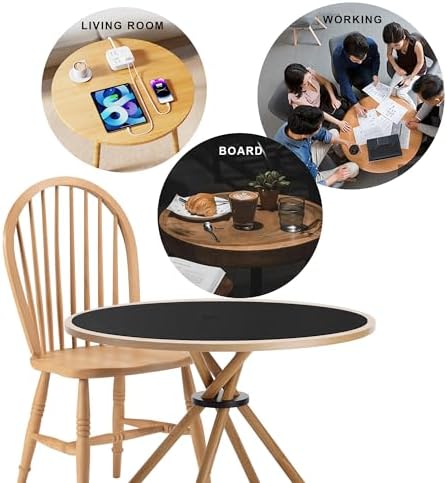 CENNBIE 23.6 Inches Round Table Mat - Cork Leather Table Pad (Black) - Image 4