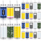 Meanplan 24 Sets Back to School Gifts Bulk Plastic Cup with Lid and Straw by Meanplan