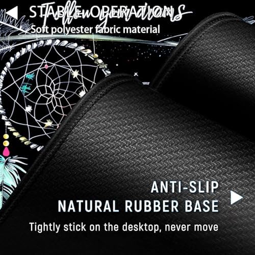 Large Gaming Mouse Pad+ Keyboard Wrist Rest Set, Ergonomics Memory Foam Mouse Mat Wrist Rest Support for Home Office, Waterproof Extended Mousepad 31.5x11.8in, Dream Catcher Black Desk Pad - Image 3
