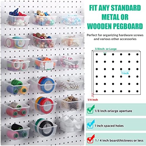 Unittype 24 Set Clear Pegboard Bins Baskets with Hooks Sticker Label Pen - Image 4