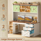 SEDETA 55.1" Farmhouse Desk with Hutch & 3 Storage Drawers - Image 4