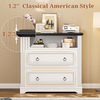 Itaar 2 Drawer File Cabinet, Farmhouse Filing Cabinet for Home Office Fits Letter, Legal, A4 Size, Wood Lateral File Cabinet with Printer Stand, Storage Shelf, White - Image 6