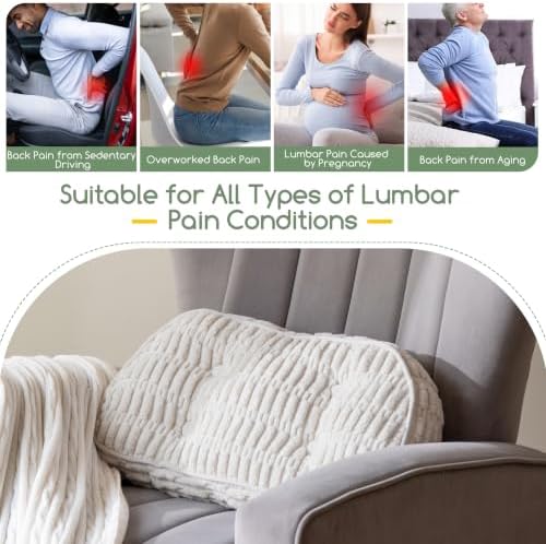 Lumbar Support Pillow for Recliner Chair/Accent Chair/Couch/Office Chair, Tufted Blended Corduroy Back Support Cushion for Elderly, Recliner Cushions for Back Rest, Pain Relief, Reading, Beige - Image 7