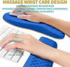 Hokafenle 2 in 1 Ergonomic Mouse Pad Wrist Support & Wrist Rest for Computer Keyboard Set, with Relieve Carpal Tunnel Pain Massage Bulge and Full Memory Gel Design (2In1 Set, Dg Blue) - Image 4