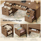 63" Executive Desk with 6 Drawers & 2 Storage Cabinet - Image 4
