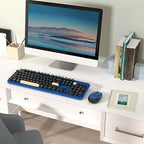 Retro Wireless Keyboard and Mouse Combo with Wrist Rest (Klein Blue) - Image 2